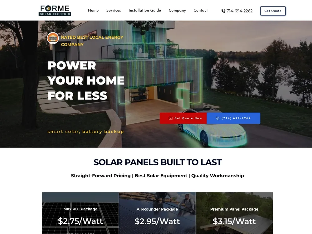 Forme Solar homepage captured September 29, 2026