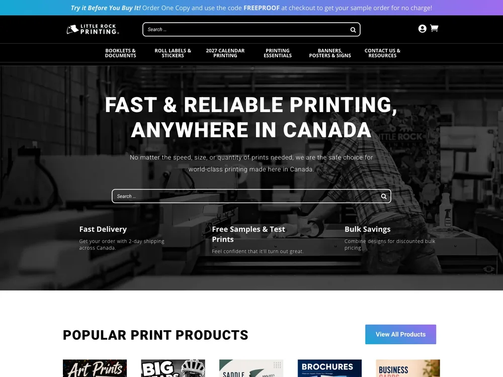 Little Rock Printing homepage captured September 29, 2026